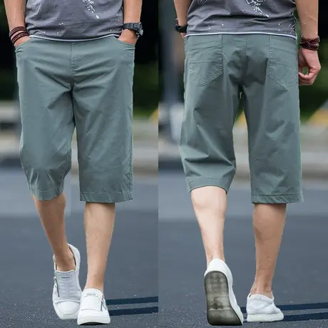 夏季男装休闲裤男宽松中裤加大码短裤男士七分裤直筒裤子薄款男裤商品大图