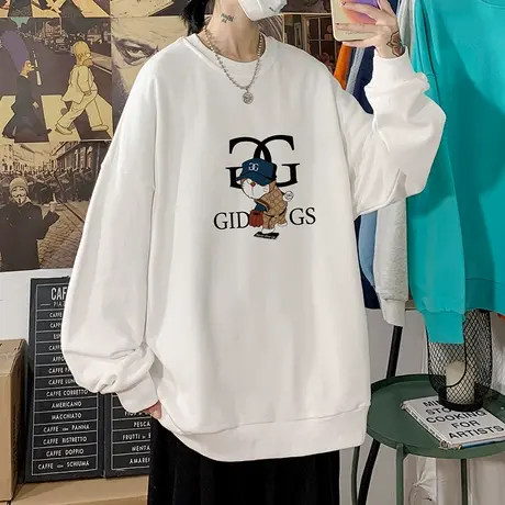 潮牌无帽男士卫衣ins潮流韩版港风2023秋冬季打底t百搭宽松上衣服商品大图