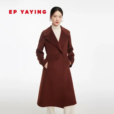[重磅限量]EP雅莹 阿拉善纯羊绒双面毛呢大衣外套 商场同款8523A商品大图