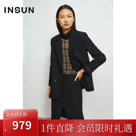 恩裳冬季商场同款时尚简约都市摩登职业通勤OL西装外套女图片