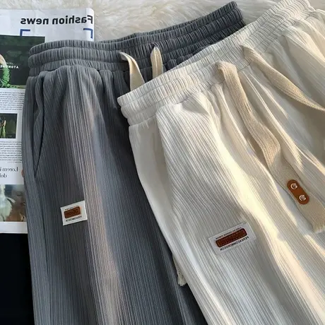 抽绳束脚裤女薄款春秋夏宽松高腰垂感阔腿九分裤潮ins垂感休闲裤商品大图