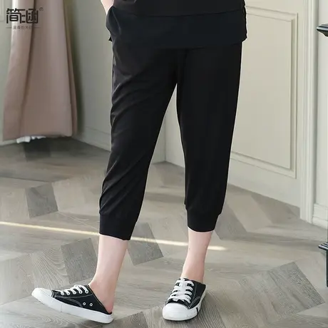 胯大腿粗女裤子胖妹妹九分裤宽松大码女裤子胖mm显瘦黑色休闲裤潮商品大图