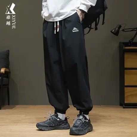 潮牌男士运动休闲裤男秋冬新款速干九分裤宽松大码秋季胖子束脚裤商品大图