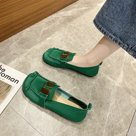 软底豆豆鞋女2023年春秋新款平底单鞋夏季一脚蹬乐福鞋孕妇妈妈鞋商品大图