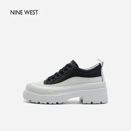 Nine West/玖熙厚底真皮小白鞋女春夏新款松糕鞋增高百搭休闲鞋商品大图