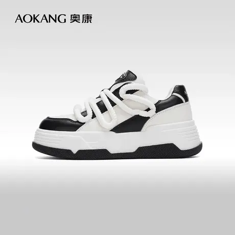 【门店发货】奥康女鞋 2024春季新款百搭休闲板鞋小众复古面包鞋图片