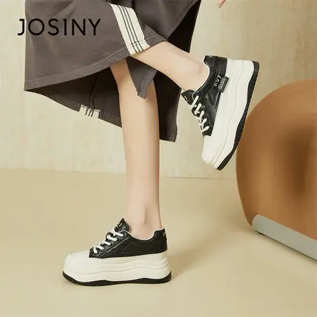 Josiny/卓诗尼厚底休闲板鞋女2024新款春季厚底百搭配裙子帆布鞋商品大图