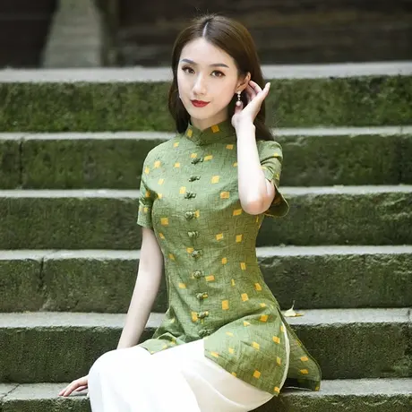 筠雅唐装女中国风旗袍式上衣女夏年轻款素衣休闲茶服中式禅意女装商品大图