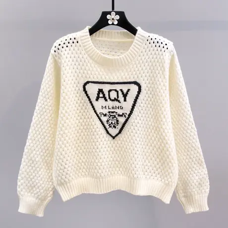 小香风软糯镂空毛衣女秋冬2023新款日系甜美宽松设计感针织衫上衣商品大图