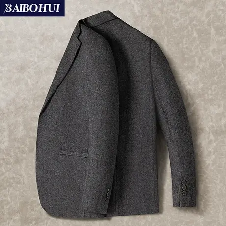 秋冬季时尚修身休闲单件灰色小西服上衣男士商务百搭呢子西装外套商品大图
