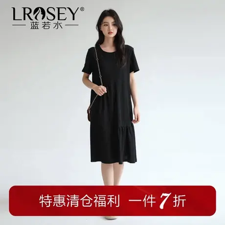 蓝若水大码女装时尚赫本风气质连衣裙胖MM夏季新款宽松显瘦小黑裙图片
