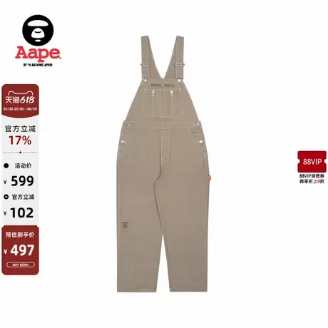 Aape女装春秋字母猿人刺绣撞色标签牛仔工装背带裤6776XXG商品大图