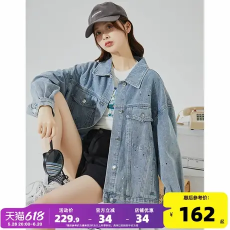 唐狮牛仔外套女2025春季新款宽松ins潮超好看春秋翻领休闲上衣商品大图