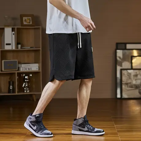 唐狮男休闲短裤夏季新款宽松百搭设计感中裤运动裤五分裤潮牌商品大图