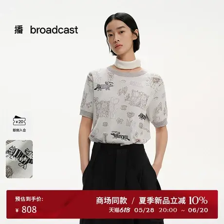 播商场同款Lisa Larson联名提花短袖针织上衣女25夏新BDS2SD2099图片