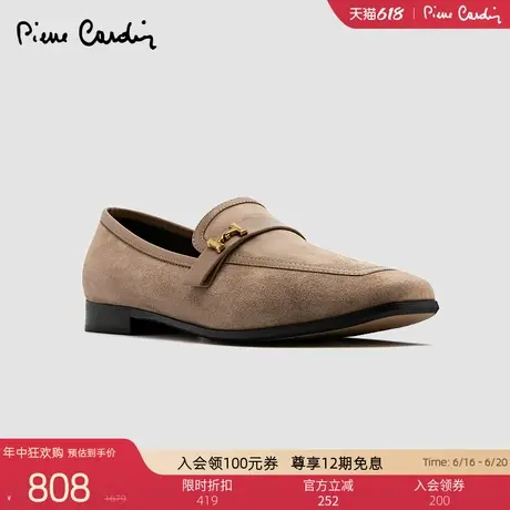 Pierre Cardin/皮尔卡丹25女鞋丝绒羊猄皮拼接乐福鞋真皮一脚蹬图片