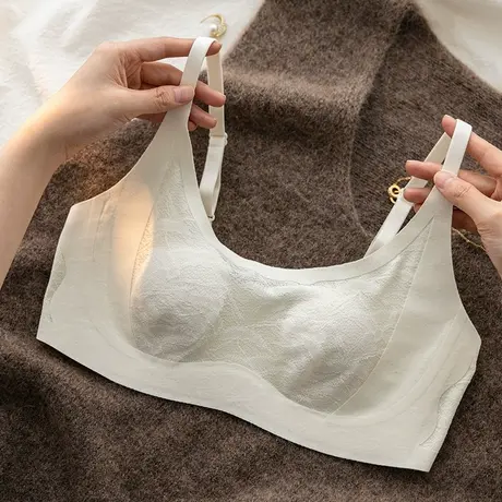 超薄款内衣女秋冬大胸显小提拉防下垂胸罩无钢圈收副乳兔耳杯文胸商品大图