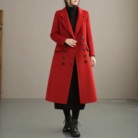 dza 文艺复古双面羊绒大衣女士毛呢子外套中长款新款冬季加厚羊毛图片