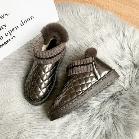 雪地靴女短筒2023年新款时尚冬加绒加厚面包鞋防滑一脚蹬保暖棉鞋图片