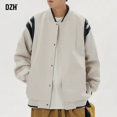 男士麂皮绒棒球服男款美式拼接外套春秋潮高级感休闲上衣宽松百搭商品大图