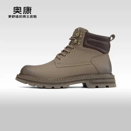AOKANG奥康2024冬季新款厚底登山工装靴户外休闲靴男士真皮短靴商品大图
