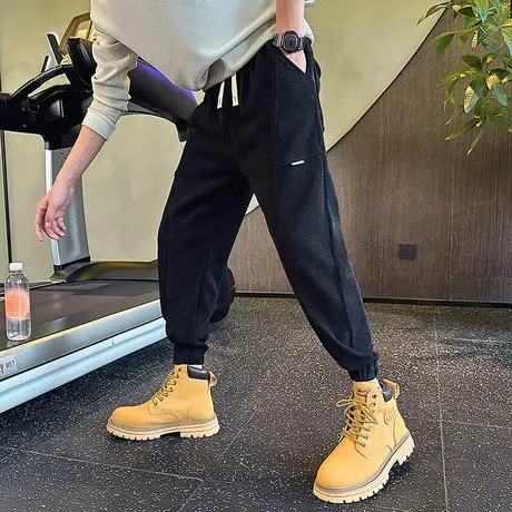 秋冬季宽松灯芯绒束脚休闲裤男2023小脚运动长裤百搭休闲哈伦卫裤商品大图