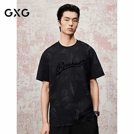 [商场同款]GXG男装 圆领T恤暗纹满印短袖针织25夏新品G25X442095图片