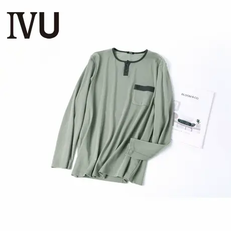 安莉芳官方奥莱IVU基础简约休闲居家男士睡衣上衣柔软温暖长袖T恤商品大图