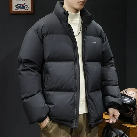 80鸭绒羽绒服男冬季2023新款面包潮牌大码男士外套短款立领新国标商品大图