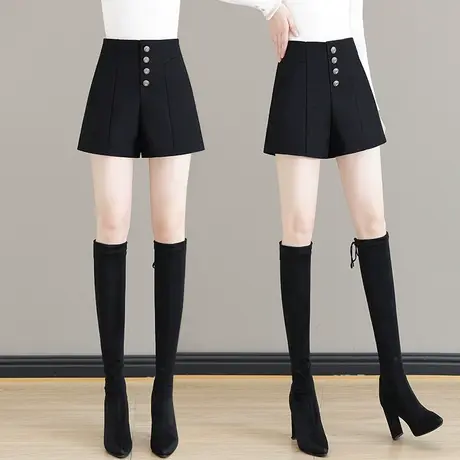 西装短裤女秋冬季新款高腰显瘦排扣阔腿短裤2023时尚名媛外穿靴裤商品大图