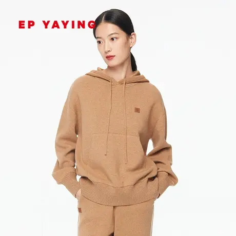 EP YAYING雅莹女装 绵羊毛骆驼绒连帽针织衫  商场同款9519A商品大图