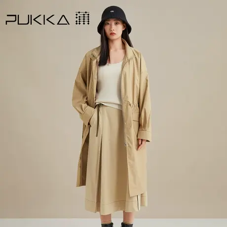 蒲PUKKA 工装风衣女秋装新品宽松慵懒中长款收腰显瘦外套商品大图
