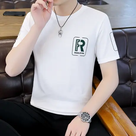 青少年短袖T恤男夏装纯棉半袖圆领汗衫夏季休闲男装简约打底衫潮商品大图