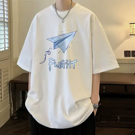 2025潮流夏装韩版短袖t恤男士棉感半袖体桖圆领休闲上衣男装小衫商品大图