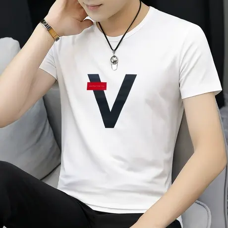 夏季莫代尔短袖t恤男装潮流潮牌内搭新款白色衣服打底衫半袖男生商品大图