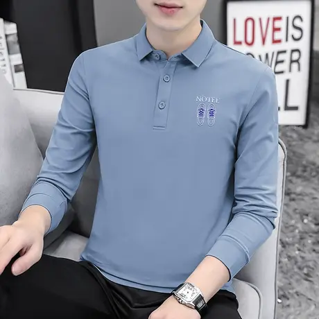 珠地棉polo衫男长袖翻领t恤保罗有领商务休闲带领打底衫潮流秋衣商品大图