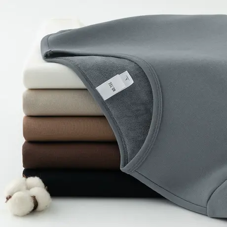 圆领长袖t恤男秋冬季加绒加厚内搭打底衫保暖小衫纯色上衣服潮流商品大图