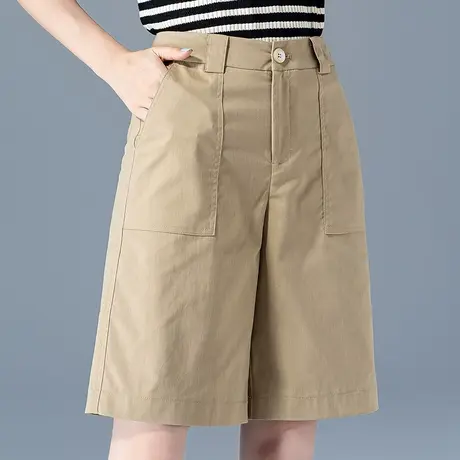 卡其色短裤女夏季薄款2025年新款五分裤女夏阔腿中裤a字天丝5分裤商品大图