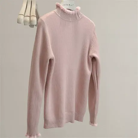 人手一件！大气时髦 加绒半高领修身打底针织衫女百搭套头毛衣潮图片