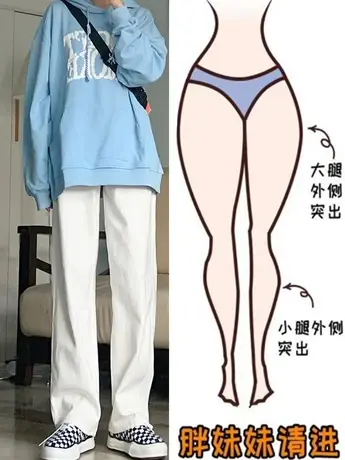 梨形身材白色直筒牛仔裤女春秋大码胖mm高腰显瘦宽松拖地阔腿裤子商品大图