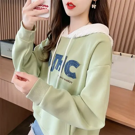 早秋装连帽卫衣女春秋季韩版宽松大码带帽百搭学生小个子薄款外套图片