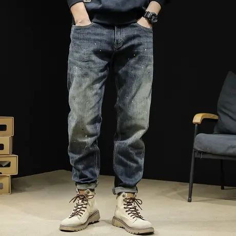 弹力修身牛仔裤男春季2024新款美式复古大码潮牌长裤子男裤春秋款商品大图