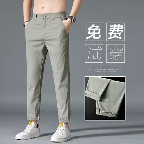夏季薄款冰丝西裤男款直筒宽松夏天九分休闲裤子男裤百搭夏款男装商品大图