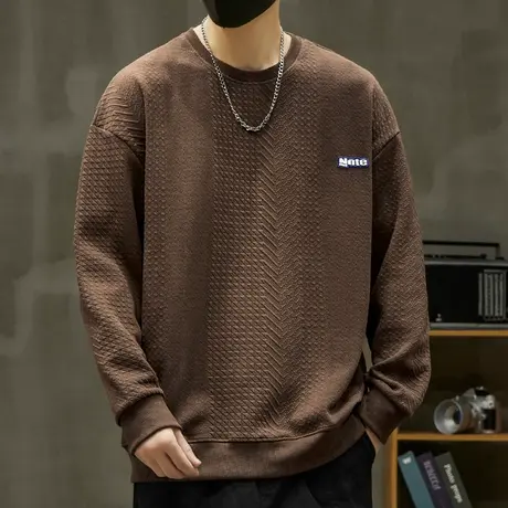 男生早春情侣装圆领卫衣春季2024年新款高端纯色长袖上衣服春秋款商品大图