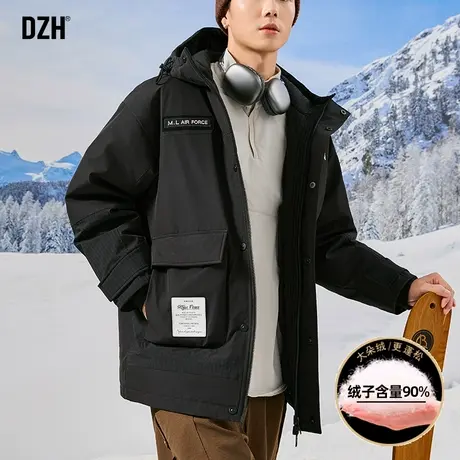 男士户外冲锋衣羽绒服男2024新款潮牌连帽工装外套冬季登山滑雪服图片