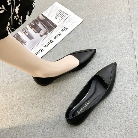 平底鞋女2025早春新款尖头平底舒适豆豆鞋网红软皮软底百搭瓢鞋潮图片