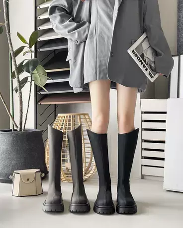 厚底不过膝长靴女春秋季2023新款长筒马丁靴春秋高筒瘦瘦骑士靴子图片