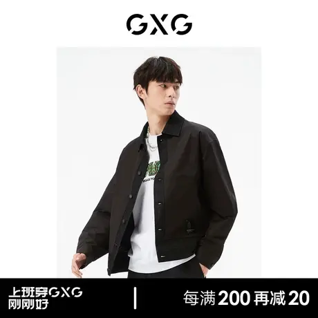 GXG男装 商场同款黑色翻领夹克 22年秋季新品城市户外系列图片