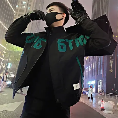 工装夹克男春季2024新款潮牌个性痞帅宽松撞色字母高级感外套上衣商品大图