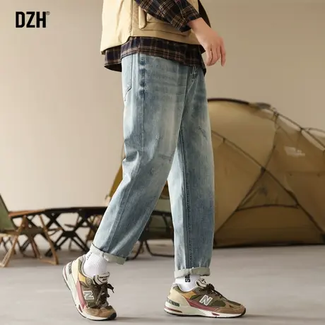 男士美式牛仔裤男休闲长裤男款2025春季男裤水洗宽松显瘦直筒裤子商品大图